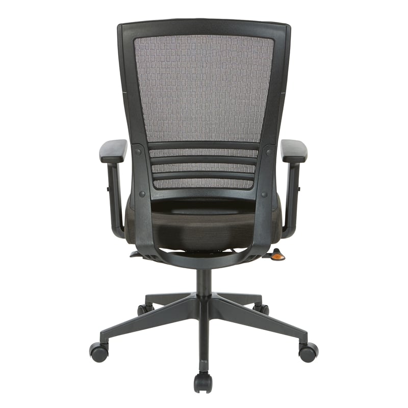 Vertical Mesh Back Chair in Black Frame with Black Linen Fabric Seat