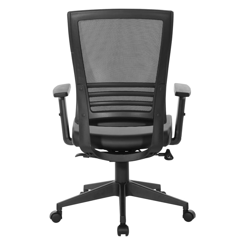 Vertical Mesh Back Chair in Black Frame with Black Faux Leather