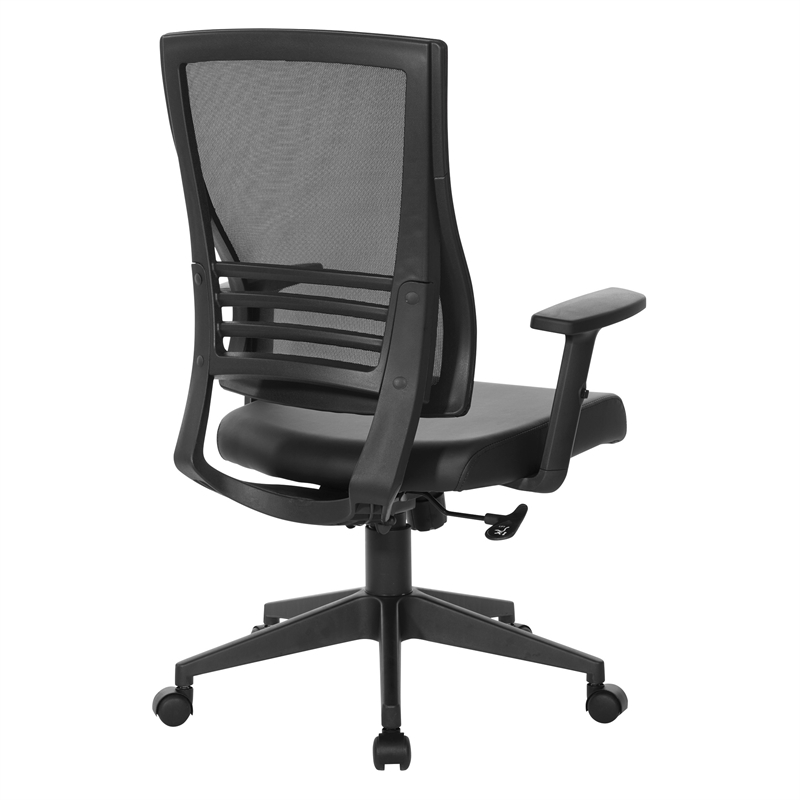 Vertical Mesh Back Chair in Black Frame with Black Faux Leather