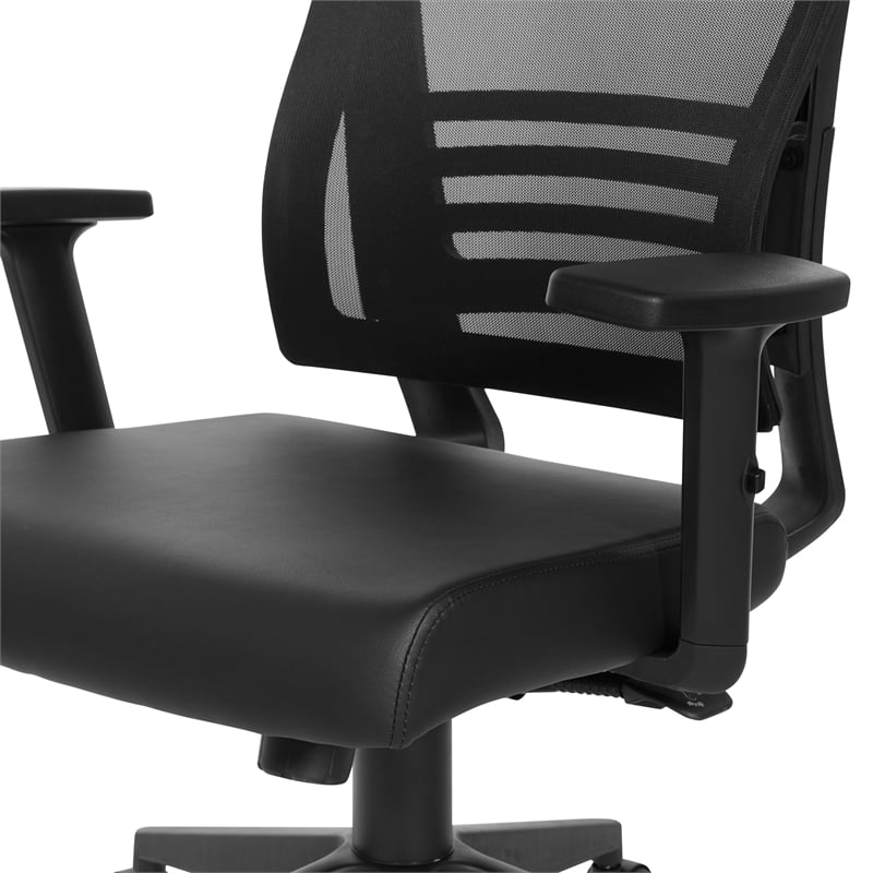 Vertical Mesh Back Chair in Black Frame with Black Faux Leather