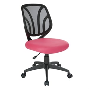 screen back armless task chair with mesh fabric and dual wheel casters