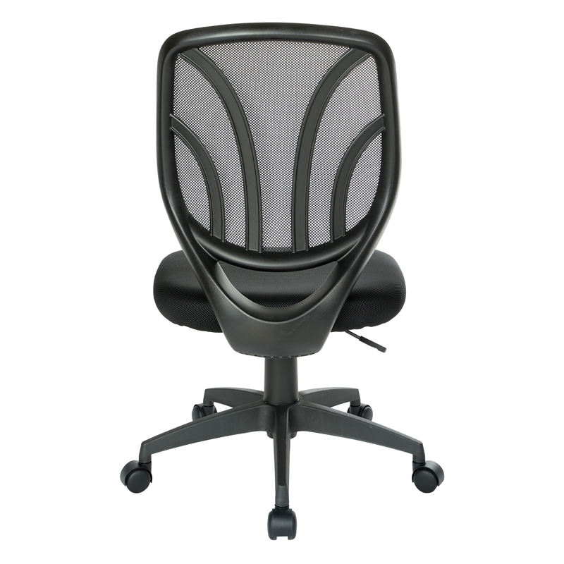 Screen Back Armless Task Chair with Black Mesh Back and Fabric Seat