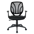 Screen Back Chair with Black Mesh Flip Arms and Silver Accents