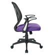 Screen Back Chair with Purple Mesh Flip Arms and Silver Accents