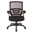 Mesh Back Black Manager's Chair with Fabric Seat Adjustable Fabric Padded Arms