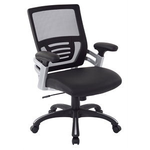 Mesh Back Black Manager's Chair with Faux Leather Mesh Padded Arms