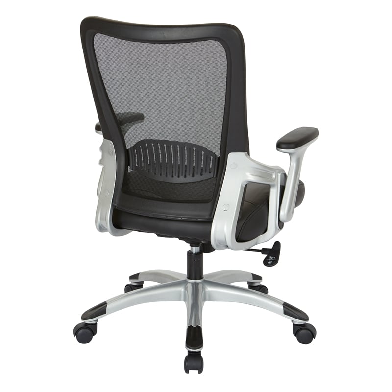 Screen Back Chair with Black Faux Leather Seat