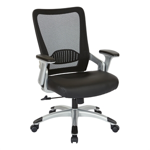 Screen Back Chair with Black Faux Leather Seat
