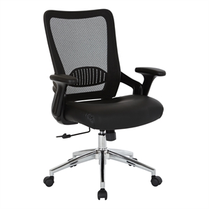 Black Bonded Leather Seat Chair with Screen Back Lock and Tilt Arms