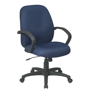 Executive Mid Back Manager's Chair with Blue Fabric Thick Padded Contour Seat