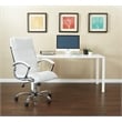 Executive Chair with Thick Padded White Faux Leather Seat