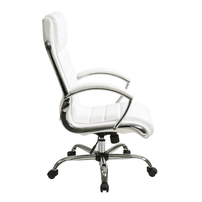 Executive Chair with Thick Padded White Faux Leather Seat