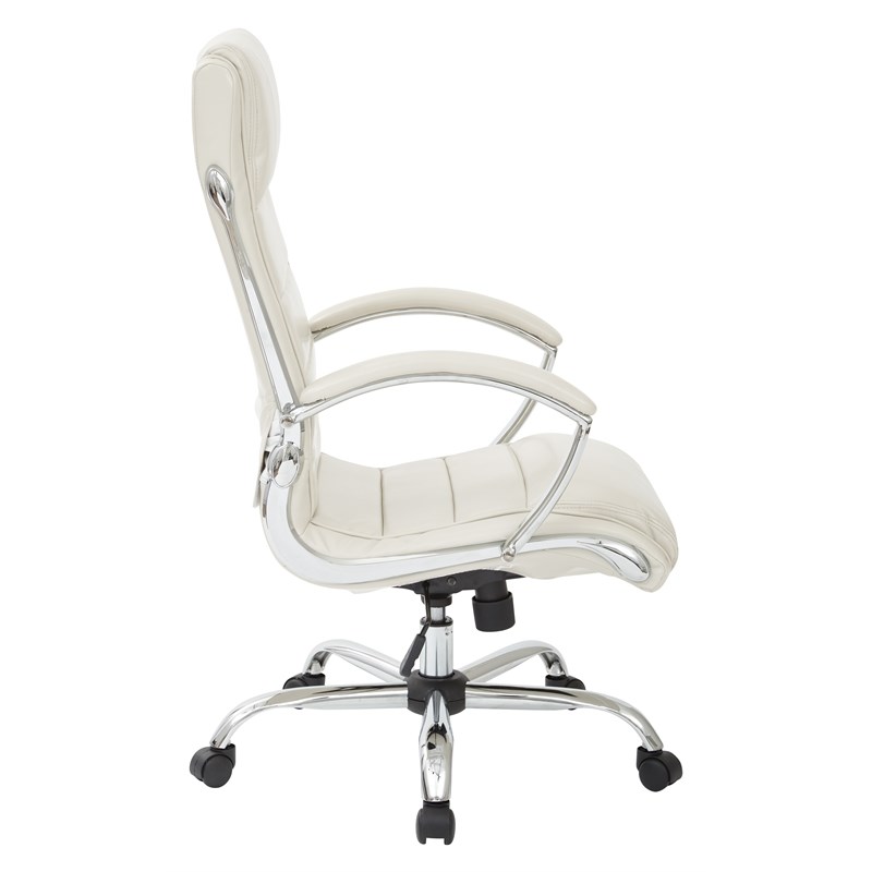 Executive Chair with Thick Padded Cream Faux Leather Seat