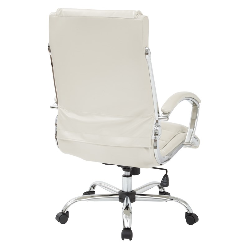 Executive Chair with Thick Padded Cream Faux Leather Seat