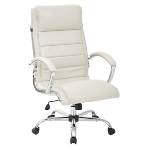 Executive Chair with Thick Padded Cream Faux Leather Seat