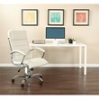 Executive Chair with Thick Padded Cream Faux Leather Seat