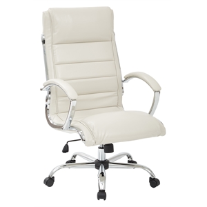 executive chair with thick padded cream faux leather seat