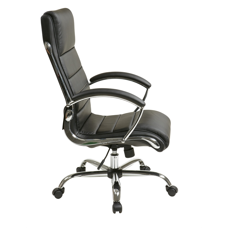 Executive Chair with Thick Padded Black Faux Leather Seat