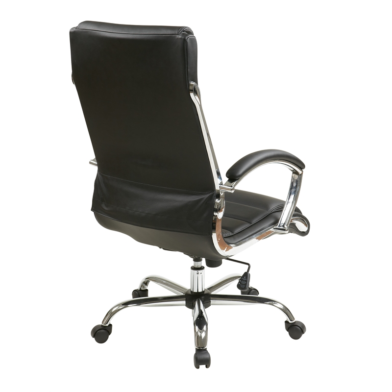 Executive Chair with Thick Padded Black Faux Leather Seat