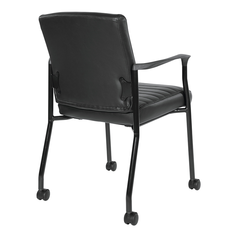 Guest Chair with Black Faux Leather and Black Frame