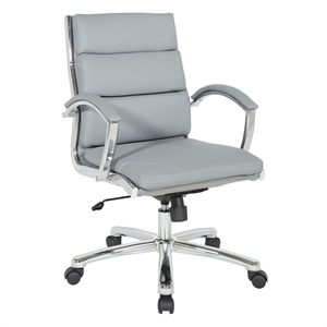 Mid Back Executive Charcoal Gray Faux Leather Chair