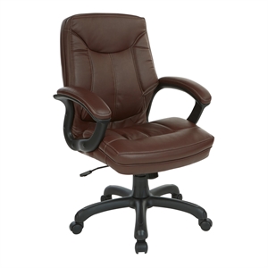 executive mid back chocolate faux leather chair with contrast stitching