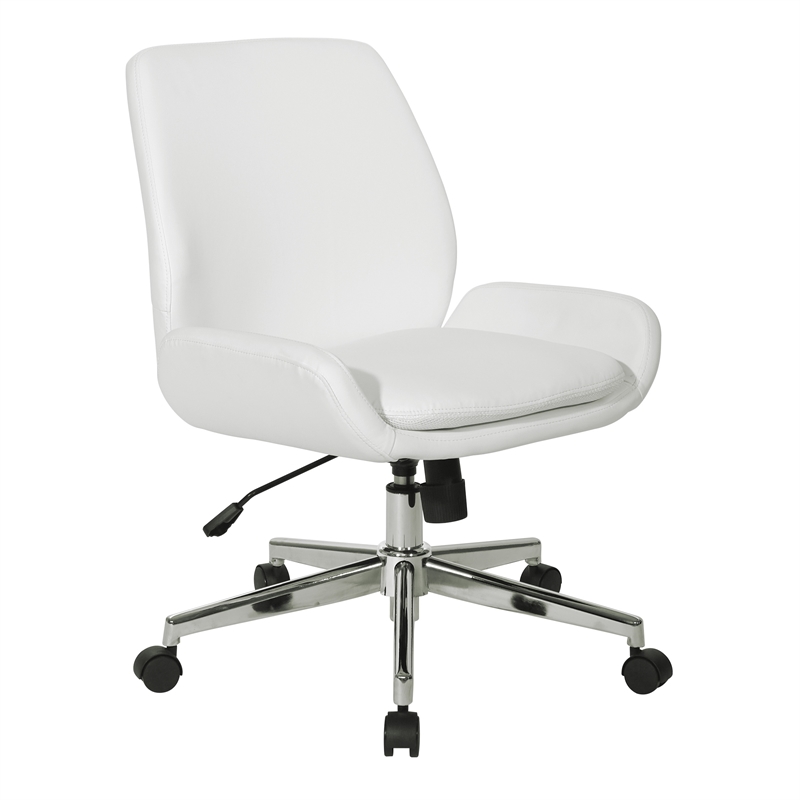 White Faux Leather Chair With Chrome Finish Base Cymax Business   2204627 L 