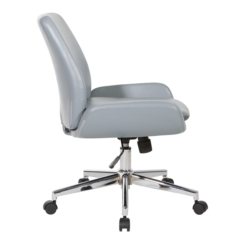 Charcoal Gray Faux Leather Chair with Chrome Finish Base