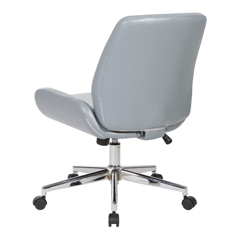 Charcoal Gray Faux Leather Chair with Chrome Finish Base