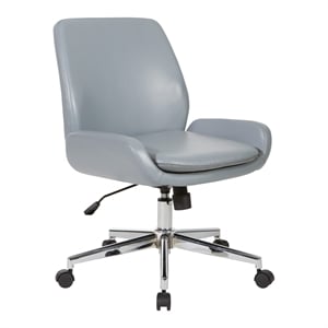 Charcoal Gray Faux Leather Chair with Chrome Finish Base