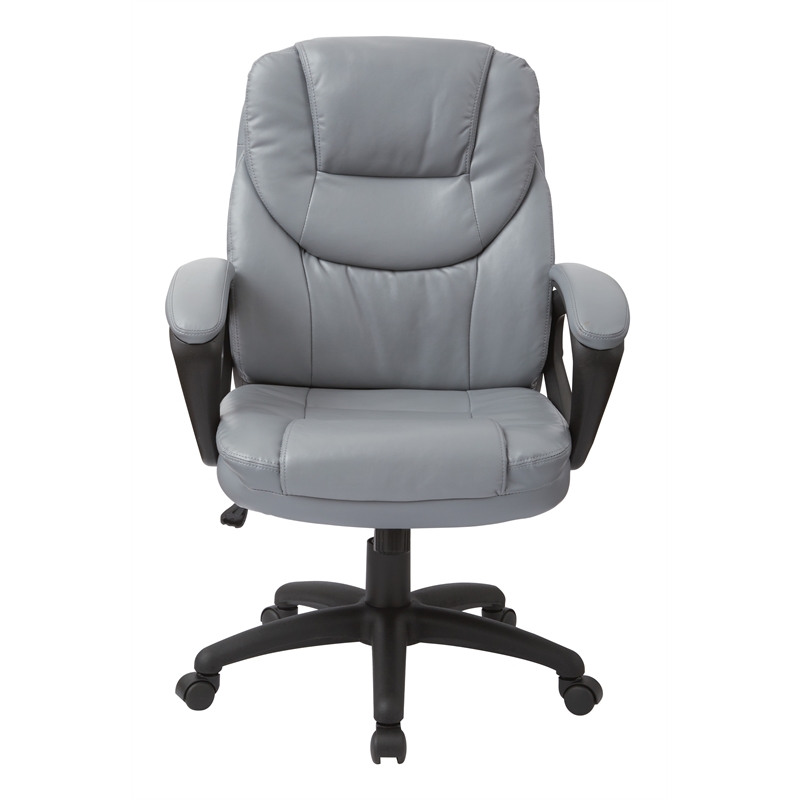 Charcoal Gray Faux Leather Manager's Chair with Padded Arms
