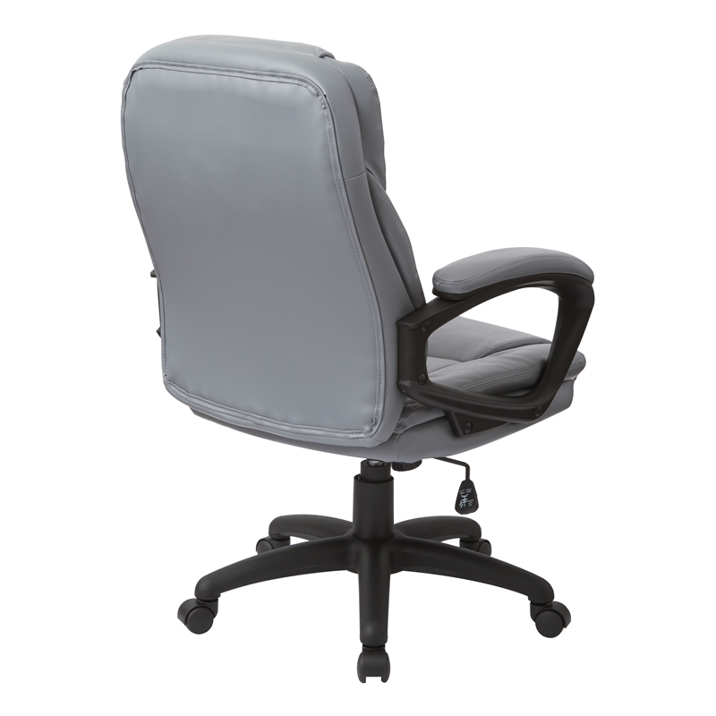 Charcoal Gray Faux Leather Manager's Chair with Padded Arms