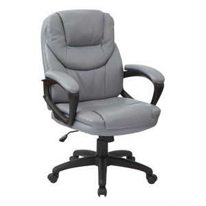 Charcoal Gray Faux Leather Manager's Chair with Padded Arms
