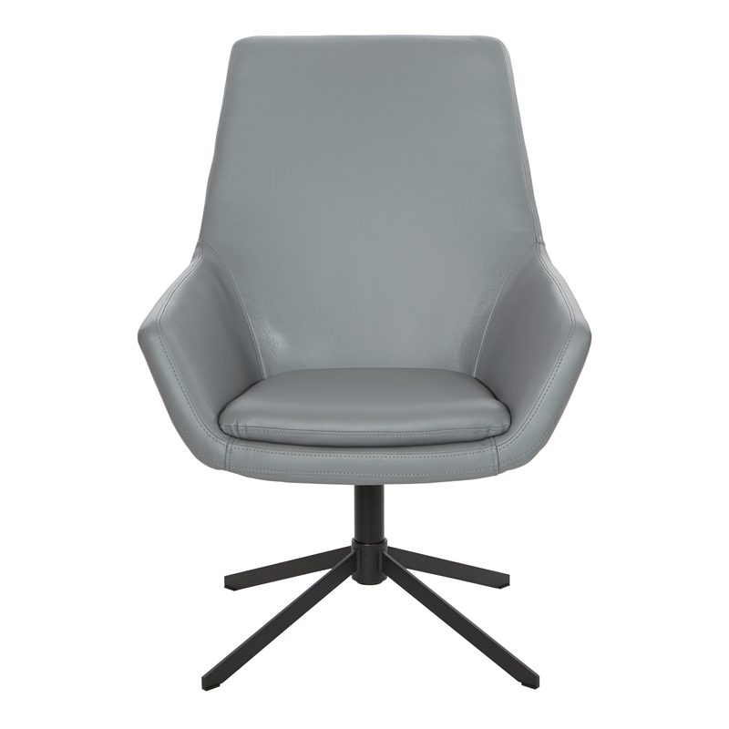 Tubby Chair in Charcoal Gray Faux Leather with Black Base