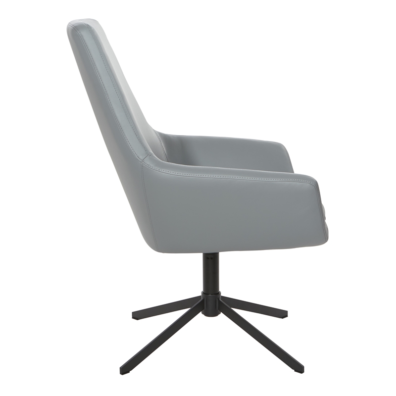 Tubby Chair in Charcoal Gray Faux Leather with Black Base