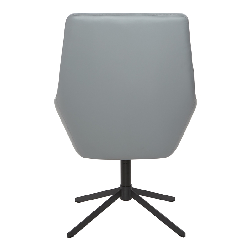 Tubby Chair in Charcoal Gray Faux Leather with Black Base