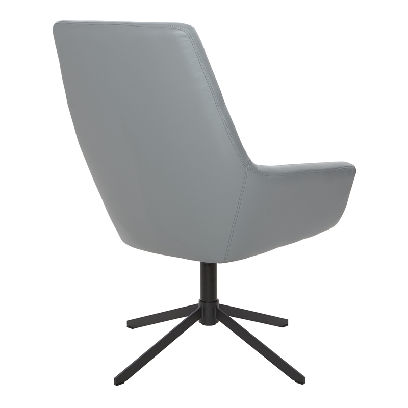 Tubby Chair in Charcoal Gray Faux Leather with Black Base