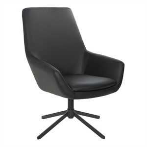 Tubby Chair in Black Faux Leather with Black Base