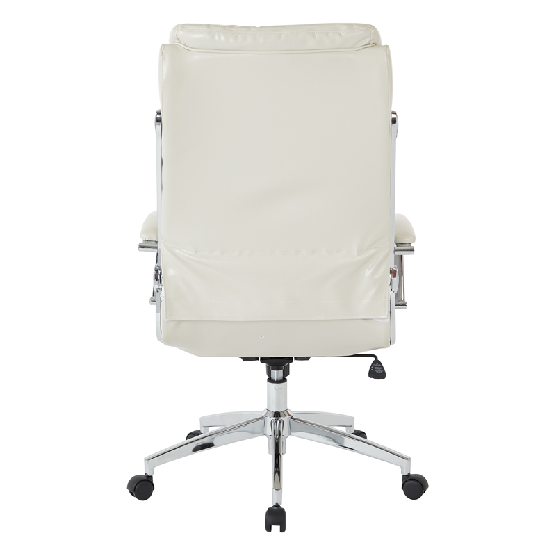 Executive Faux Leather High Back Chair in Cream with Padded Arms