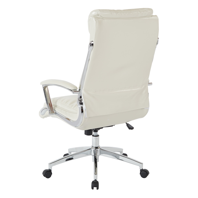 Executive Faux Leather High Back Chair in Cream with Padded Arms