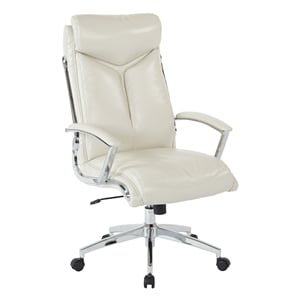 Executive Faux Leather High Back Chair in Cream with Padded Arms