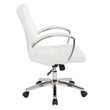 Executive Low Back Chair in White Faux Leather with Chrome Arms and Base K/D
