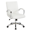 Executive Low Back Chair in White Faux Leather with Chrome Arms and Base K/D