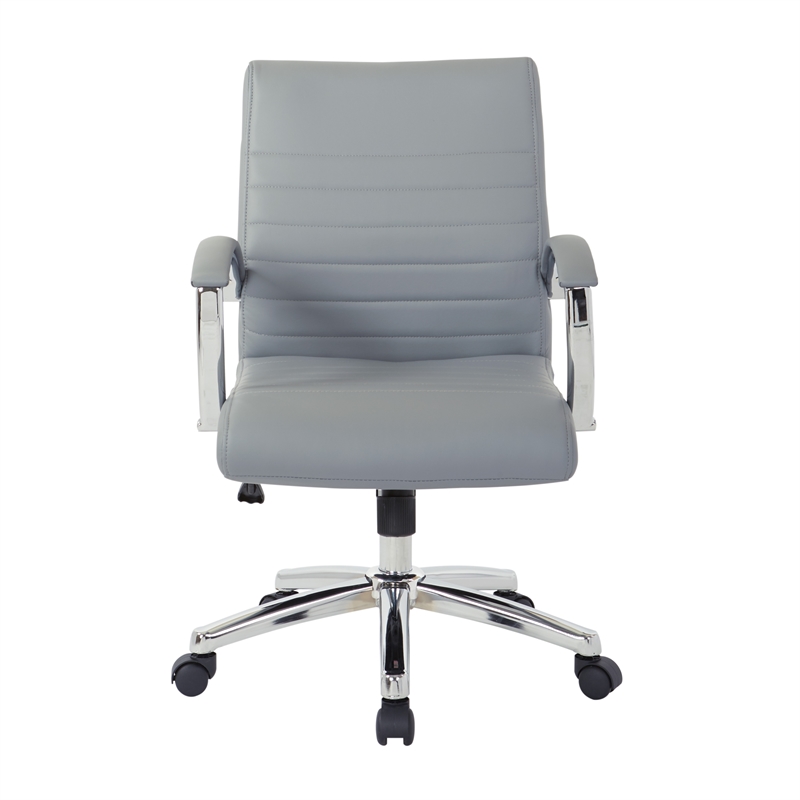 Executive Low Back Chair in Charcoal Faux Leather with Chrome Arms and Base K/D