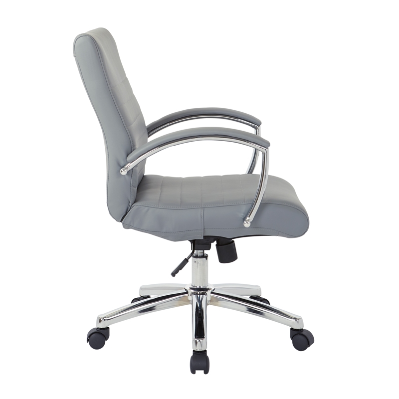 Executive Low Back Chair in Charcoal Faux Leather with Chrome Arms and Base K/D