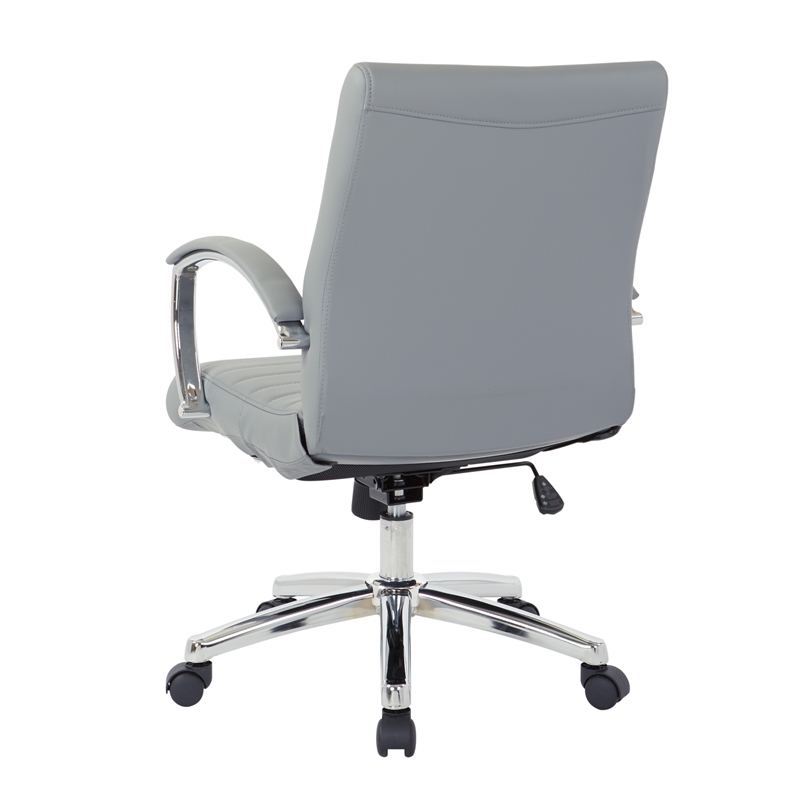 Executive Low Back Chair in Charcoal Faux Leather with Chrome Arms and Base K/D