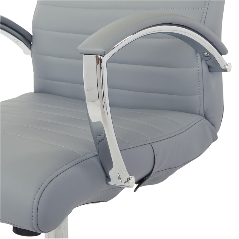 Executive Low Back Chair in Charcoal Faux Leather with Chrome Arms and Base K/D