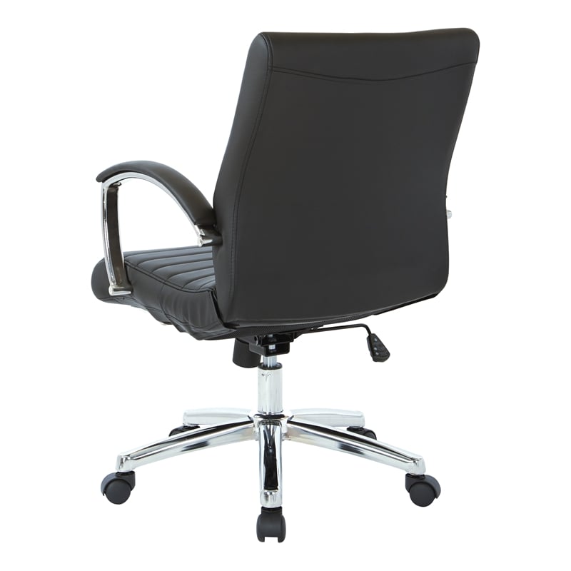 Executive Low Back Chair in Black Faux Leather with Chrome Arms and Base K/D