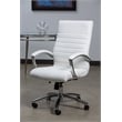 Executive Mid-Back Chair in White Faux Leather with Padded Arms