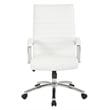 Executive Mid-Back Chair in White Faux Leather with Padded Arms